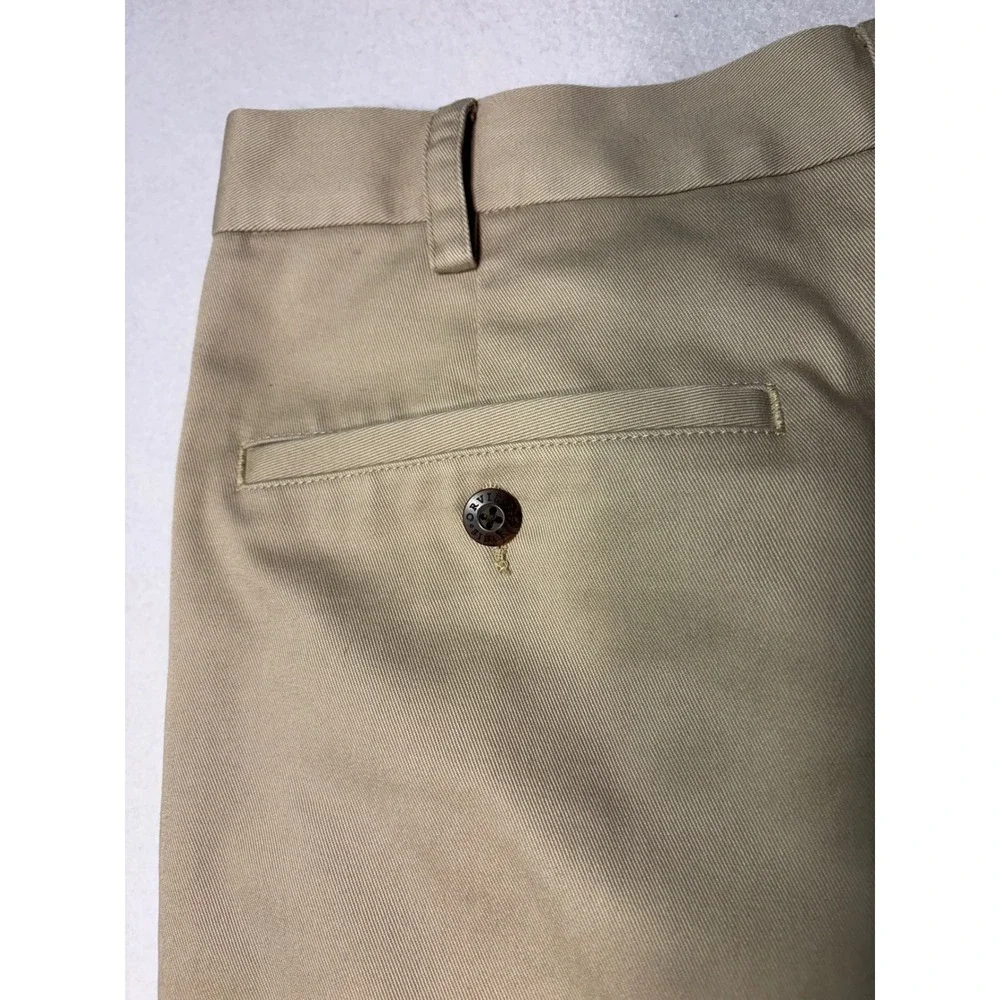 Orvis Mens Pleated Chino Pants 38 Khaki Tan Cotton Cuffed Dress Trousers RN70534